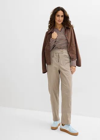 Pantaloni cargo din twill, culoare: gri-bej