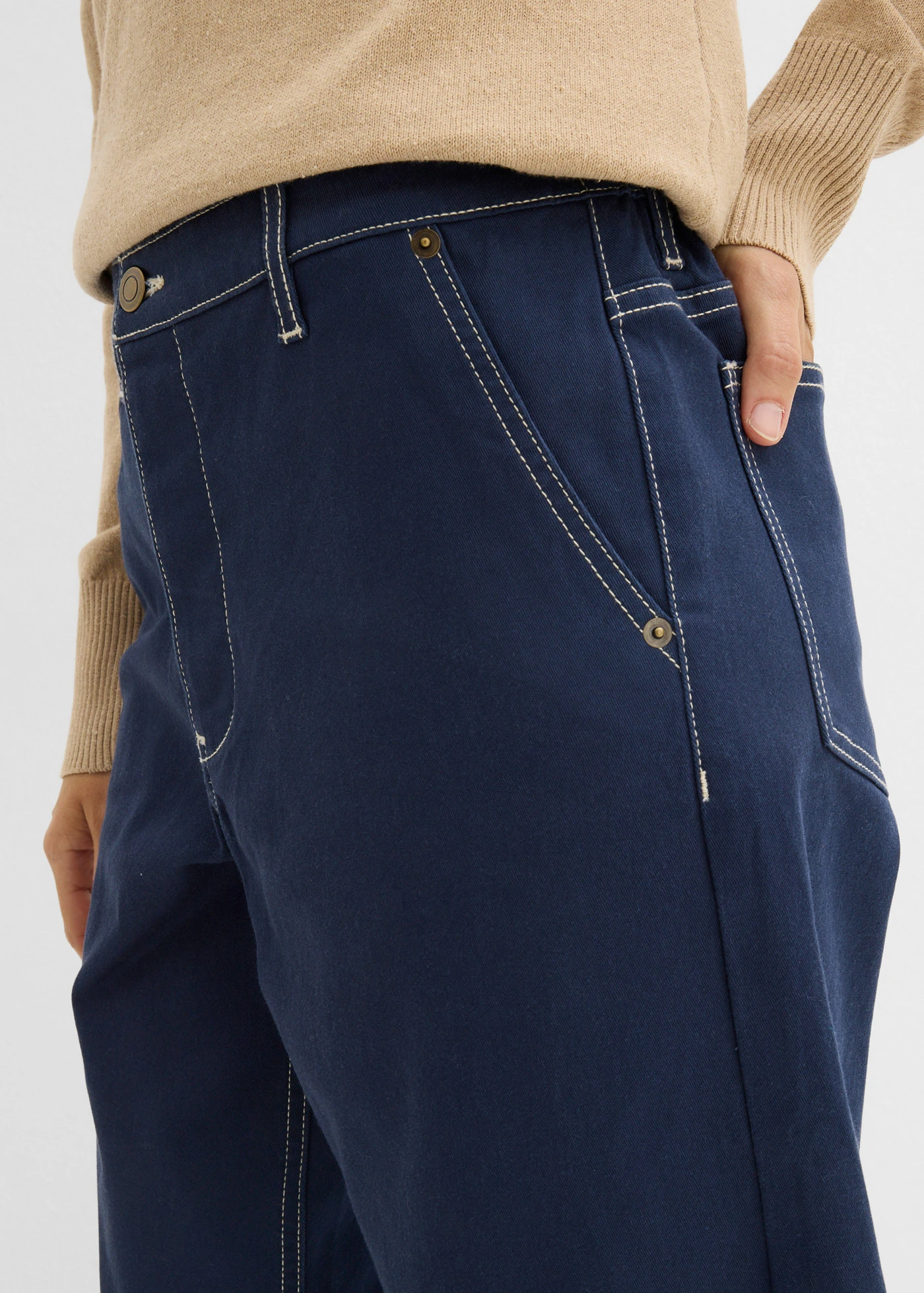 Pantaloni din twill în stil barrel • bleumarin • magazin bonprix