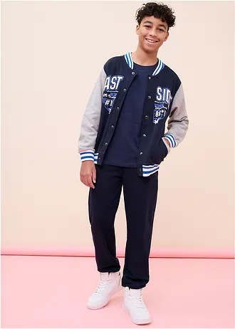 Longsleeve van biologisch katoen (set van 5) • zwart+mosgroen+antraciet gemêleerd+wit+donkerblauw • bonprix online shop