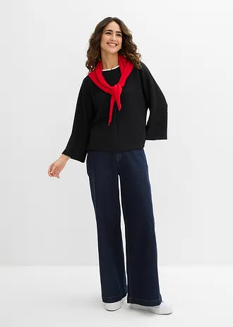 T-shirt à passepoil contrastant • noir-écru • Boutique bonprix