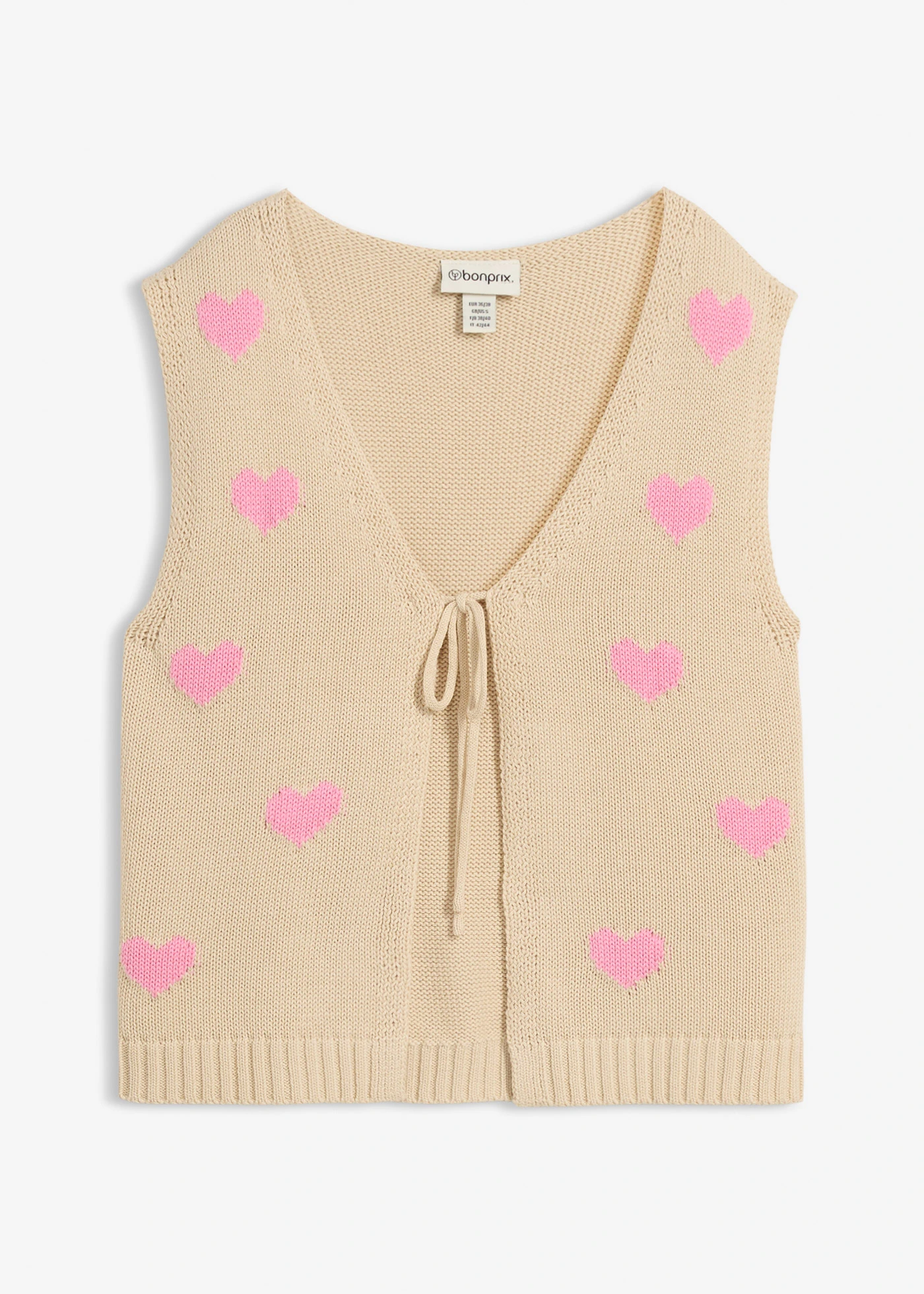 Gebreid vest van een katoenmix • lichtsand-roze • bonprix online shop