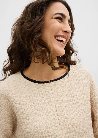 Tričko s kontrastným lemom • svetlopiesková-čierna • obchod bonprix