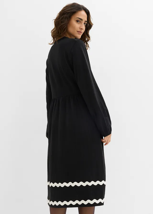 Rochie din jerse • negru/ecru • magazin bonprix
