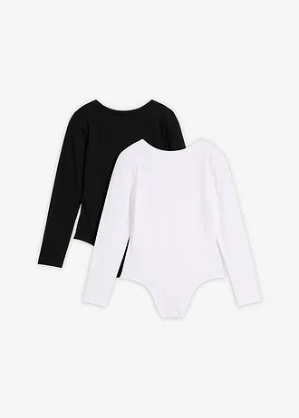 Body s měkkou bavlnou (2 ks v balení) • bílá + černá • bonprix obchod