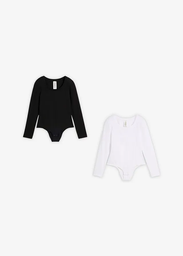 Body met zacht katoen (set van 2), Kleur: wit+zwart