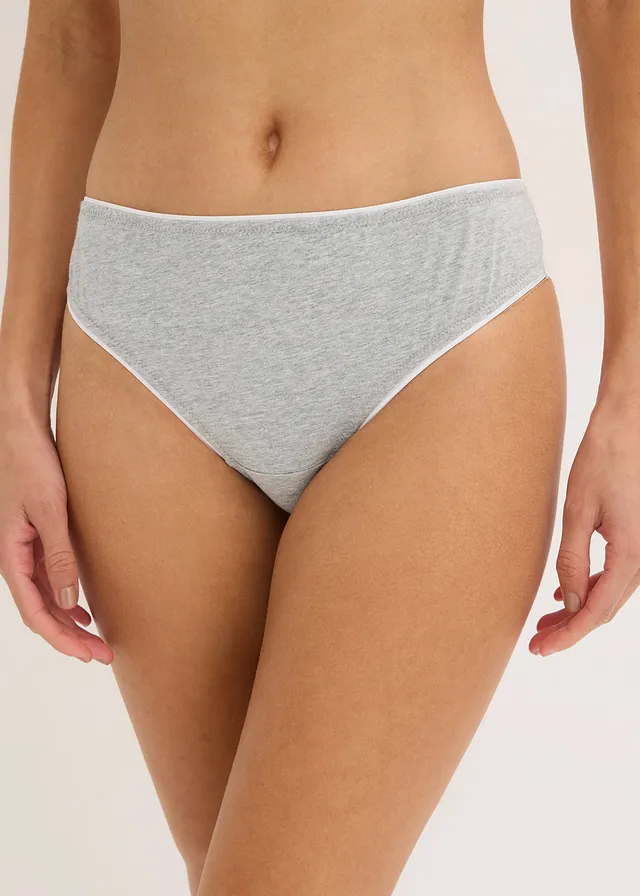 Slip coton et dentelle • gris clair chiné/blanc • product-page.page-title-suffix