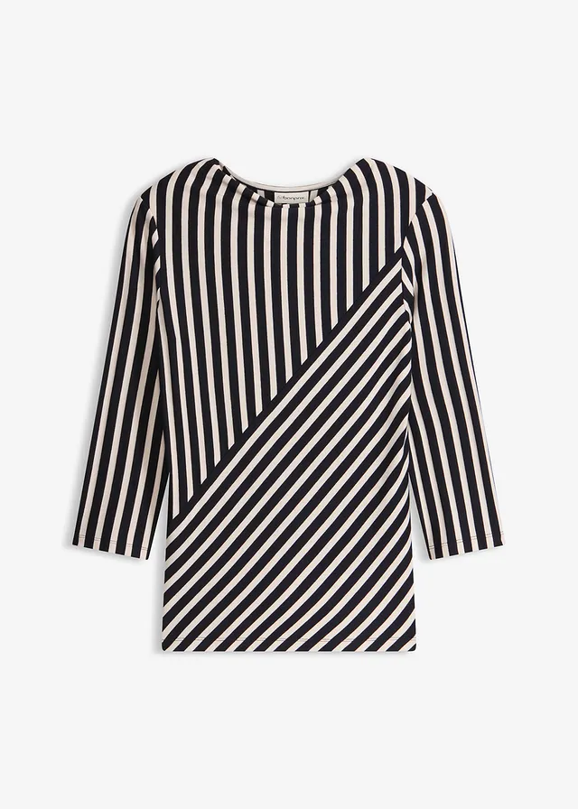 Shirt in een zachte viscosemix • zwart/wit gestreept • bonprix online shop