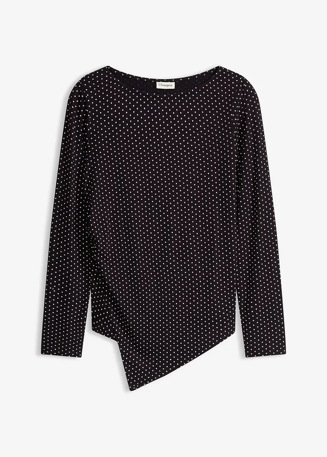 Shirt in een zachte viscosemix • zwart met wolwit • bonprix online shop