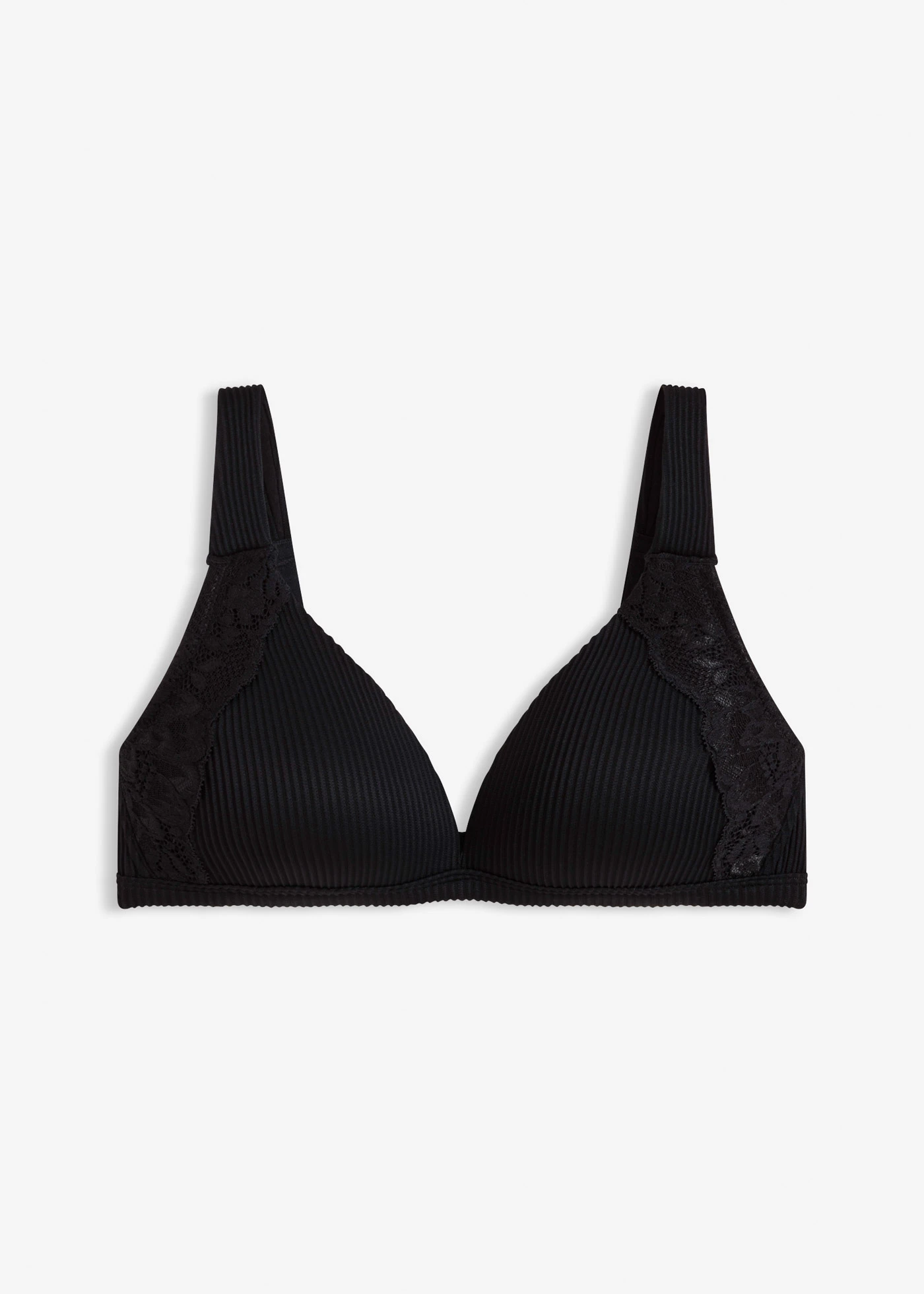 Soutien-gorge côtelé à coques, sans armatures • noir • Boutique bonprix