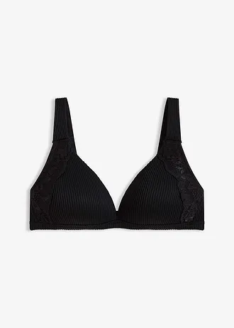 Sutien cu cupe fără armătură, material moale ripsat • negru • magazin bonprix