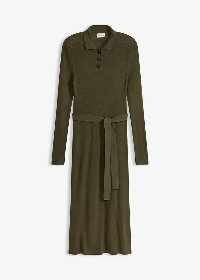 Rochie tricotată din material cu viscoză • oliv închis • magazin bonprix