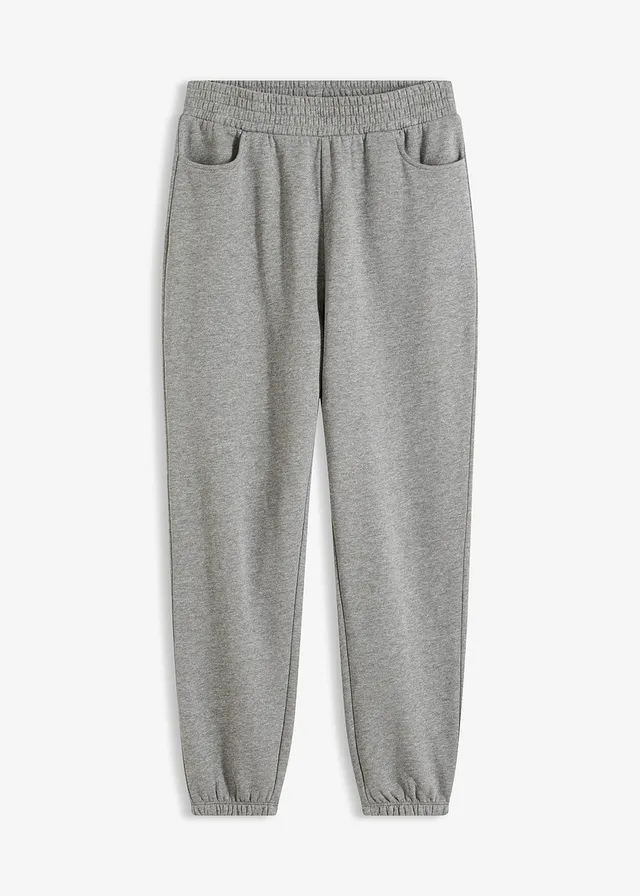 Joggingbroek van biologisch katoen • grijs gemêleerd • bonprix online shop