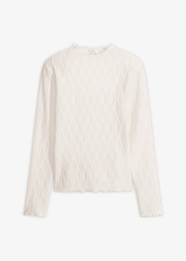 Gestructureerde longsleeve • wolwit • bonprix online shop