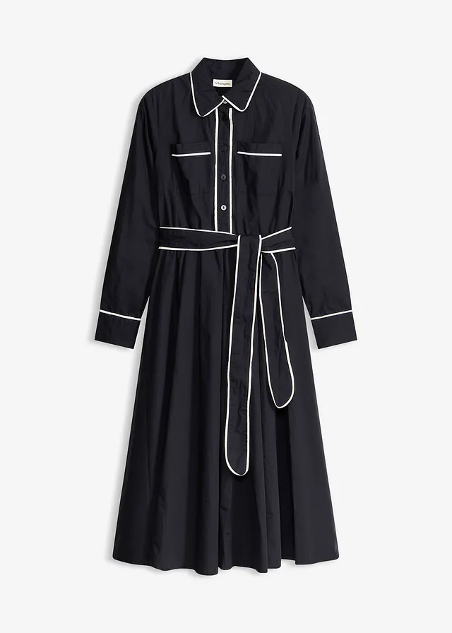 Robe en popeline de coton, sans repassage