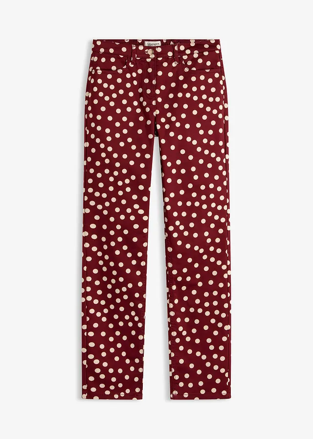 Pantalon extensible 5 poches • rouge rubis pois sable clair • Boutique bonprix