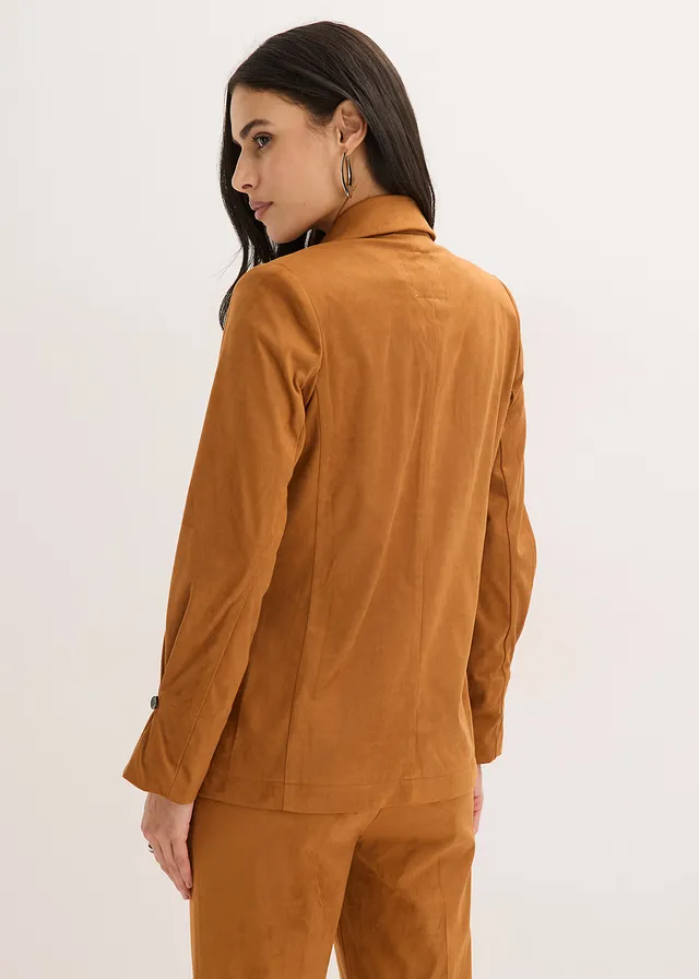 Blazer van imitatiesuède, Kleur: cognacgoud
