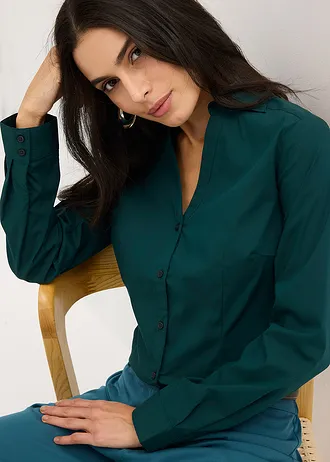 Cămașă cu stretch • verde profund • magazin bonprix