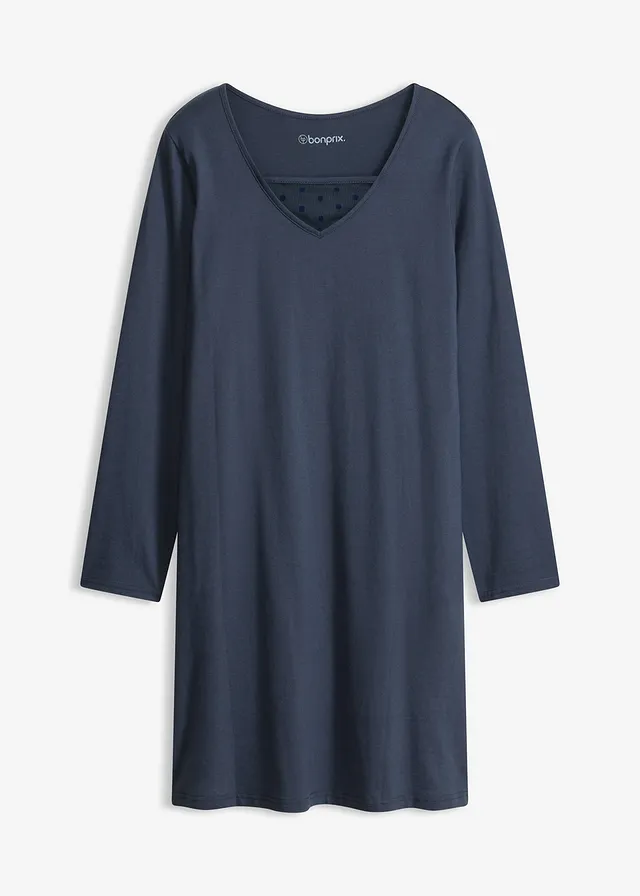 Chemise de nuit en coton doux, Couleur: bleu intense