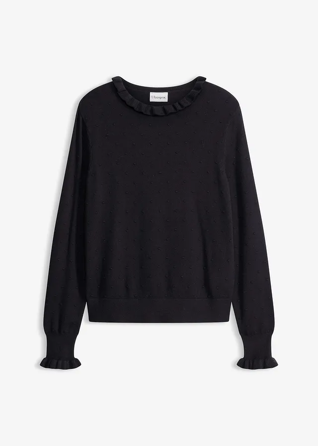 Cienki sweter z mieszanki wiskozy • czarny • sklep bonprix