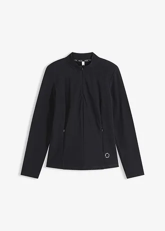 Outdoor jas met halve ritssluiting, sneldrogend, Kleur: zwart