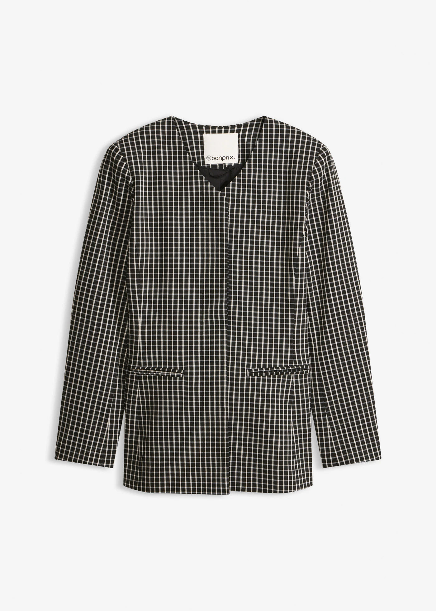 Stretch blazer van bengaline • zwart-wolwit geruit • bonprix online shop