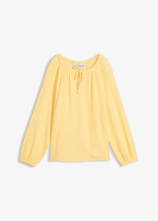 Blouse van luchtige mousseline, Kleur: lichtgeel