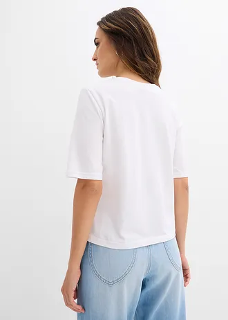 T-shirt 100% coton avec broderie • blanc floral • Boutique bonprix