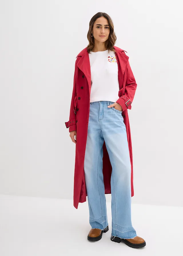 Tricou din bumbac organic 100% cu broderie bleu denim uzat