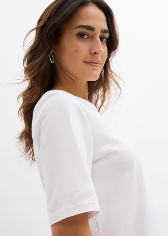 T-shirt 100% coton avec broderie • blanc floral • Boutique bonprix