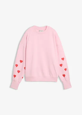 Sweat-shirt en coton mélangé, Couleur: rose cristal-fraise imprimé