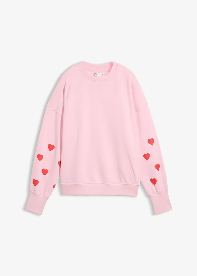 Sweat-shirt en coton mélangé, Couleur: rose cristal-fraise imprimé