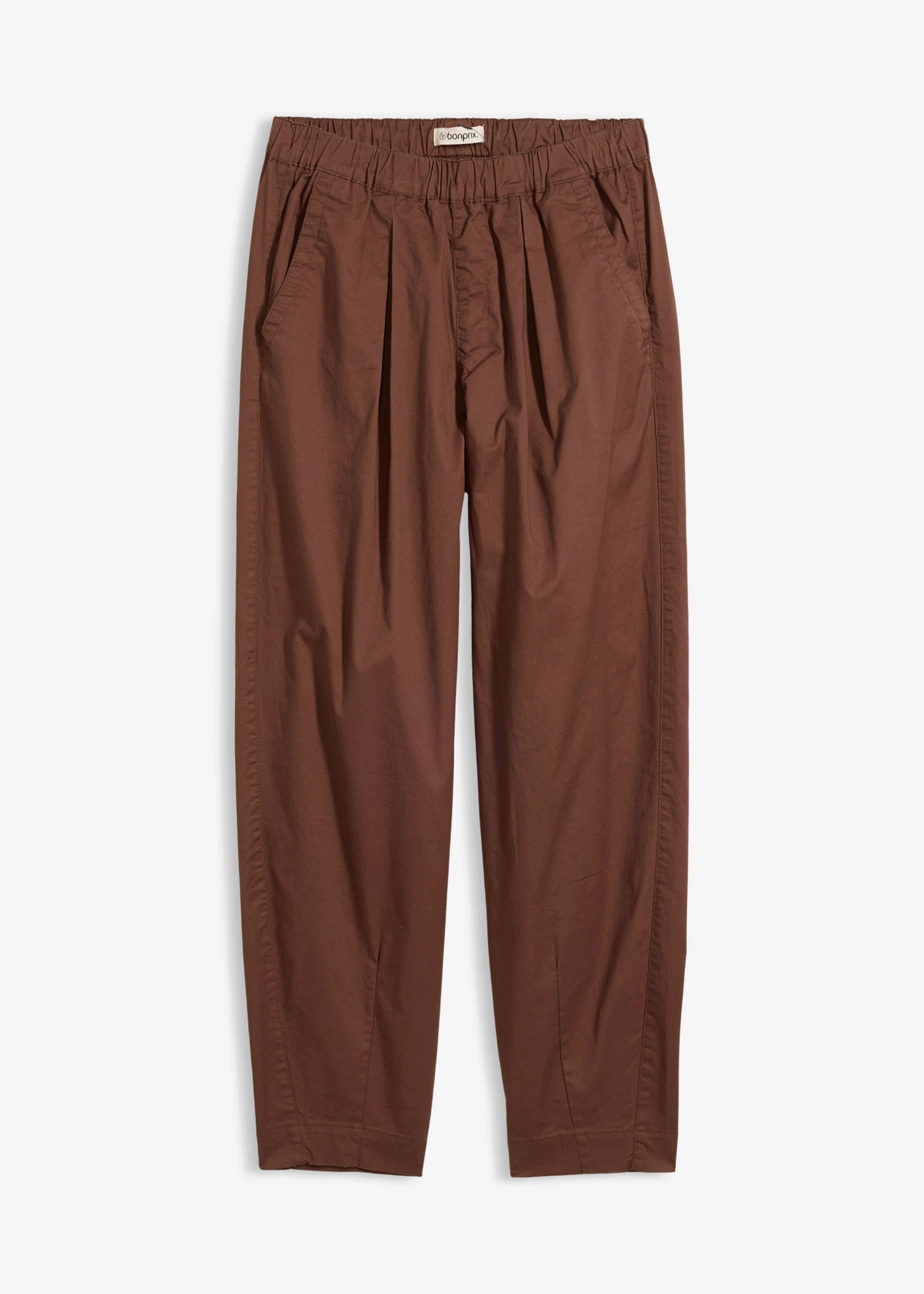 Pantalon barrel en twill à taille élastiquée • marron • Boutique bonprix