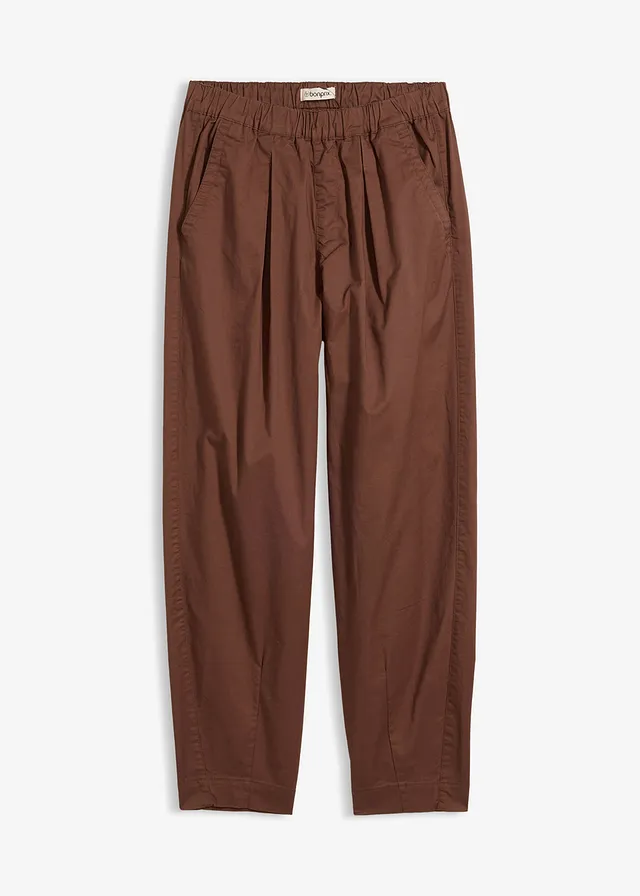 Pantalon barrel en twill à taille élastiquée
