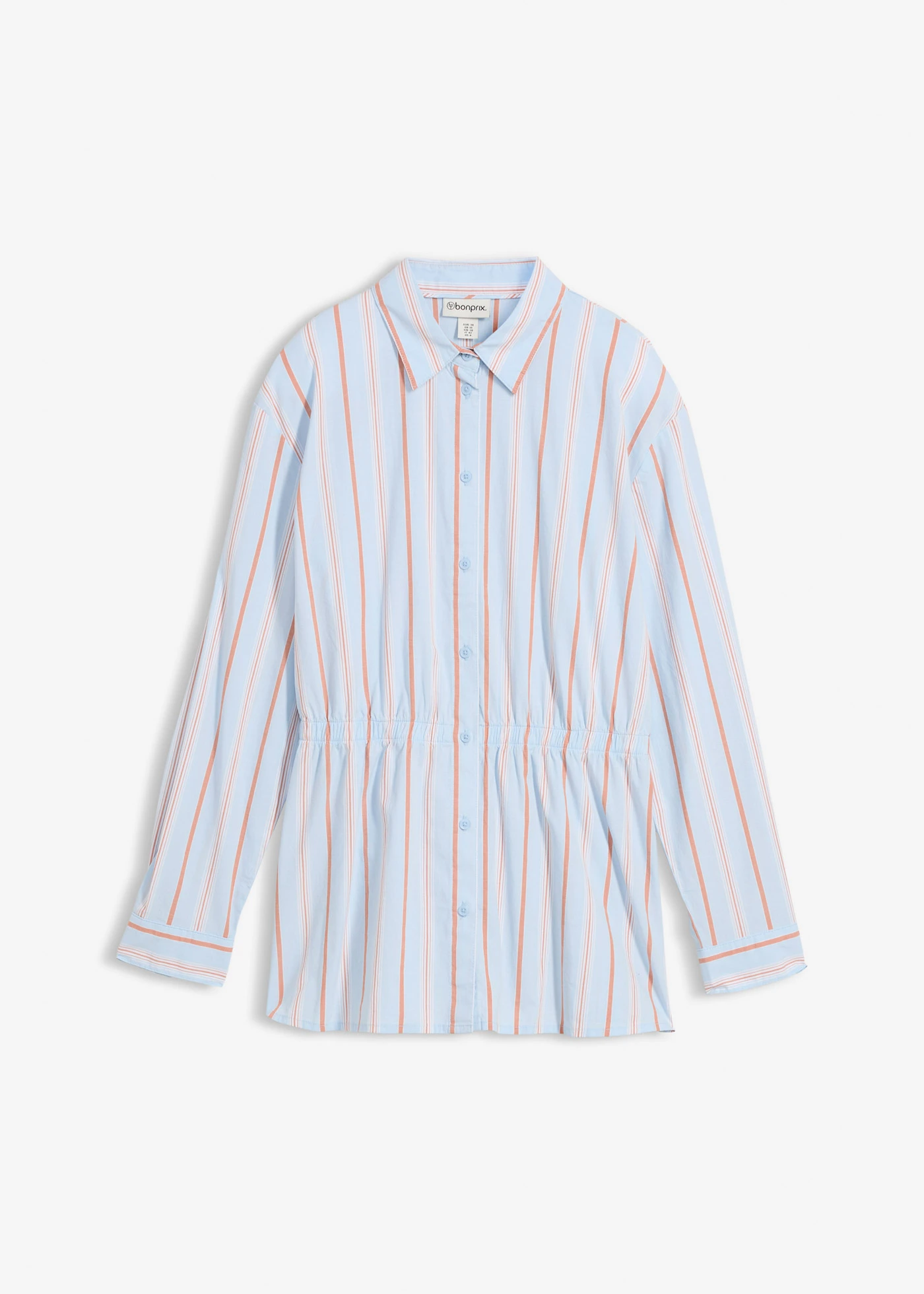 Cămașă maleabilă din poplin cu bumbac și stretch • albastru pudrat dungat vertical • magazin bonprix