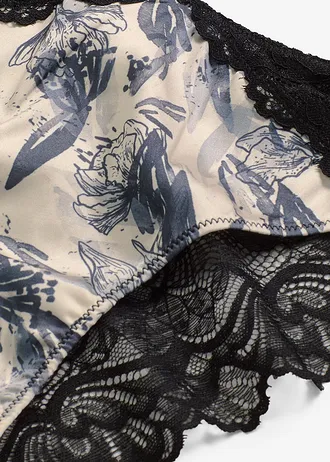 Figi mini z satyny z nadrukiem • szary stalowy z nadrukiem • sklep bonprix