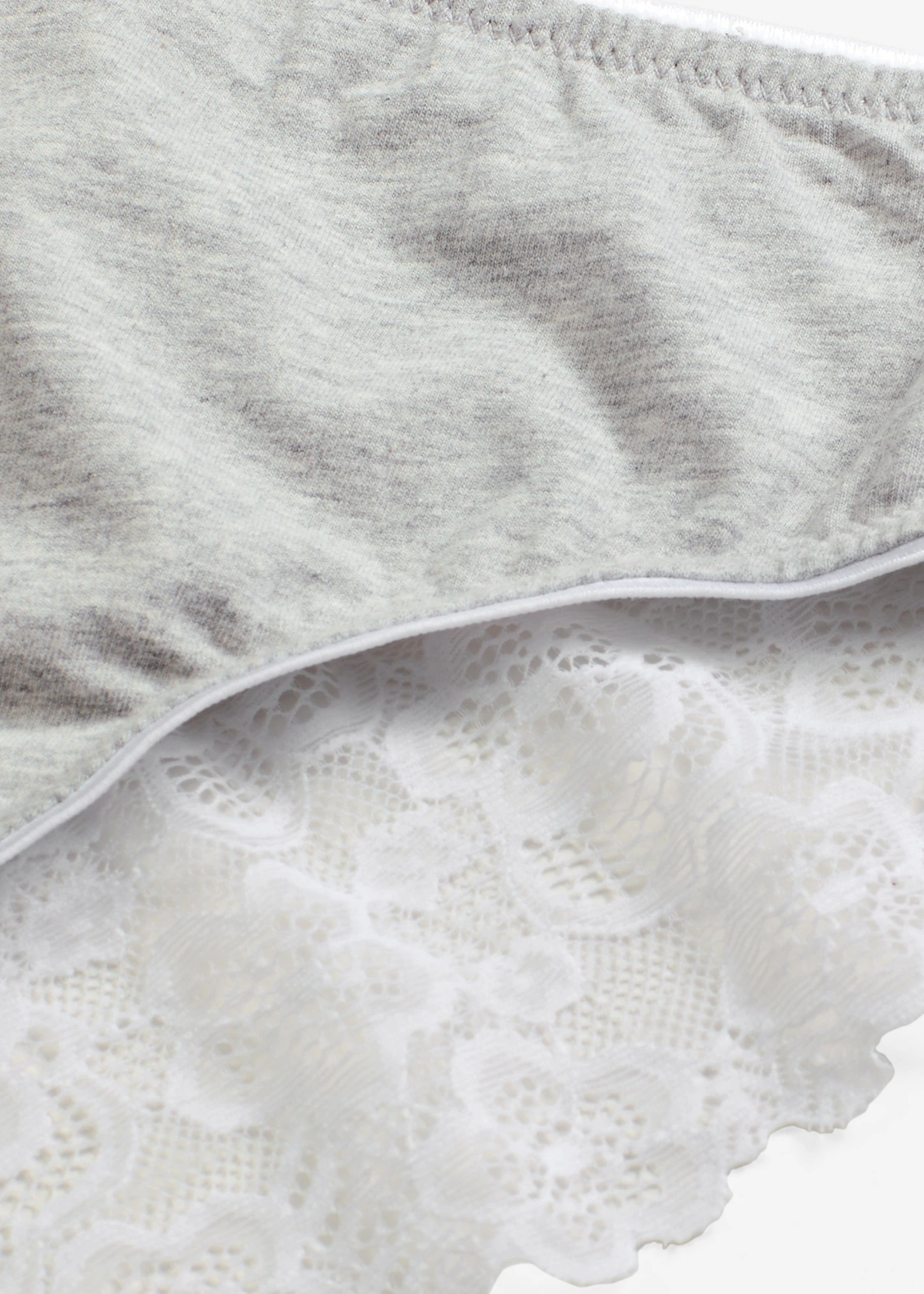 Slip coton et dentelle • gris clair chiné-blanc • Boutique bonprix