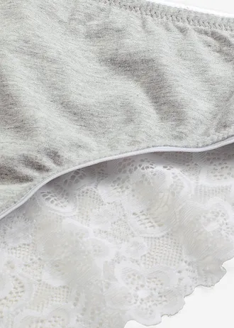 Slip coton et dentelle • gris clair chiné-blanc • Boutique bonprix