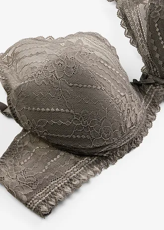 Vystužená podprsenka z jemnej čipky • žulovo sivá • obchod bonprix