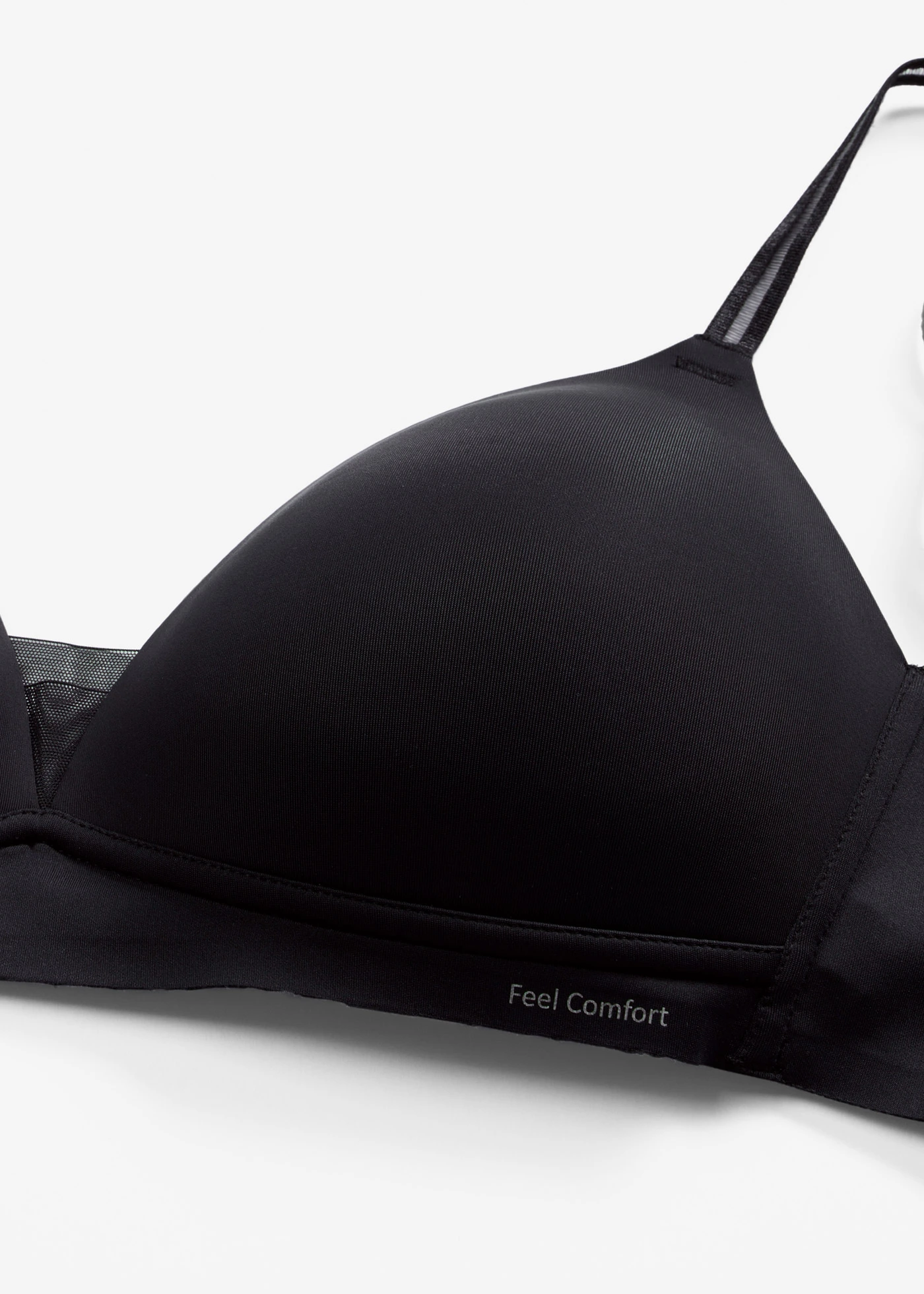 Sutien cu cupe Feel Comfort, fără armătură, cu inserție mesh • negru • magazin bonprix