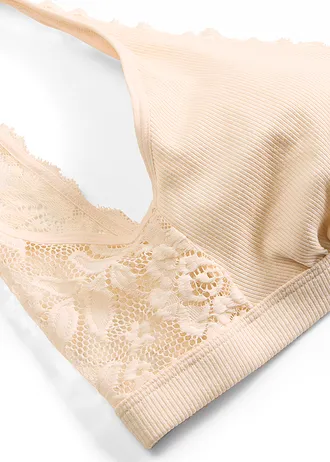 Brassière côtelée avec coton et dentelle • rose soie • Boutique bonprix