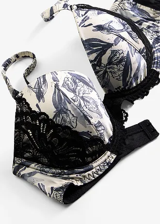 Vystužená podprsenka z potlačeného saténu • oceľovo sivá potlačená • obchod bonprix