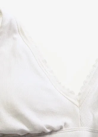 Vyztužený podprsenkový top bez kostic, z žebrovaného materiálu s organickou bavlnou • bílá • bonprix obchod