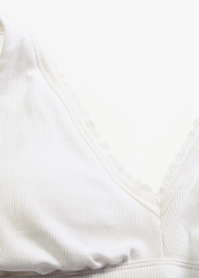 Gewatteerde bralette zonder beugels, met biologisch katoen en kant • wit • product-page.page-title-suffix