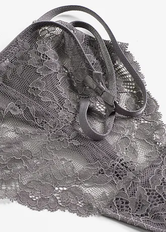 Chilot string tanga, din dantelă fină • gri-granit • magazin bonprix