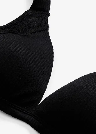 Soutien-gorge côtelé à coques, sans armatures • noir • Boutique bonprix