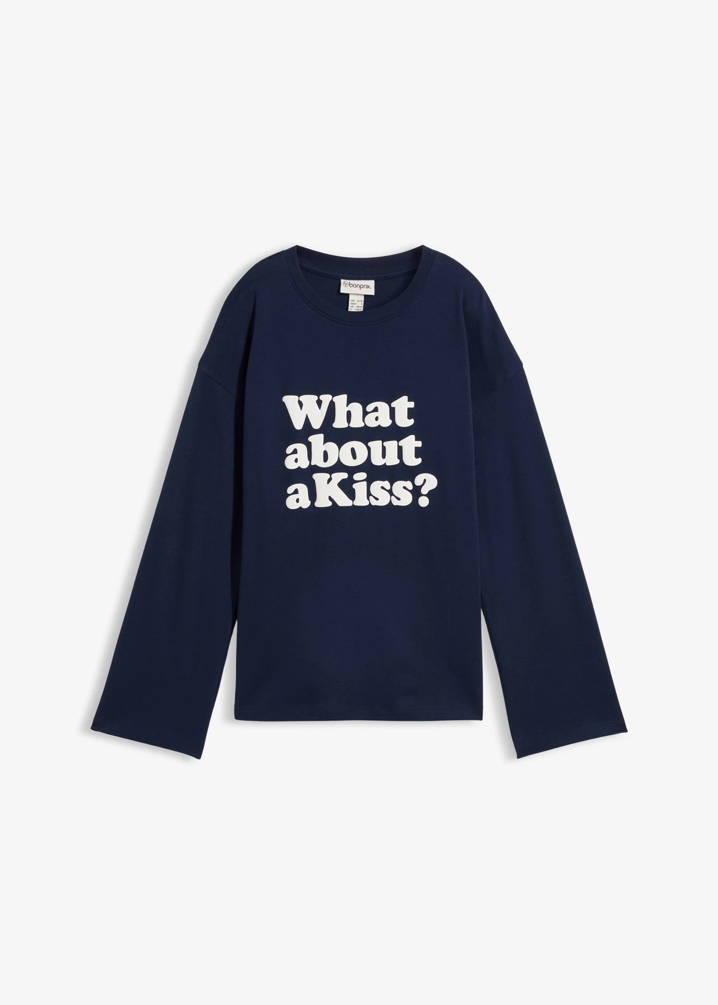 Longsleeve van zwaar katoen • donkerblauw-wolwit met print • bonprix online shop