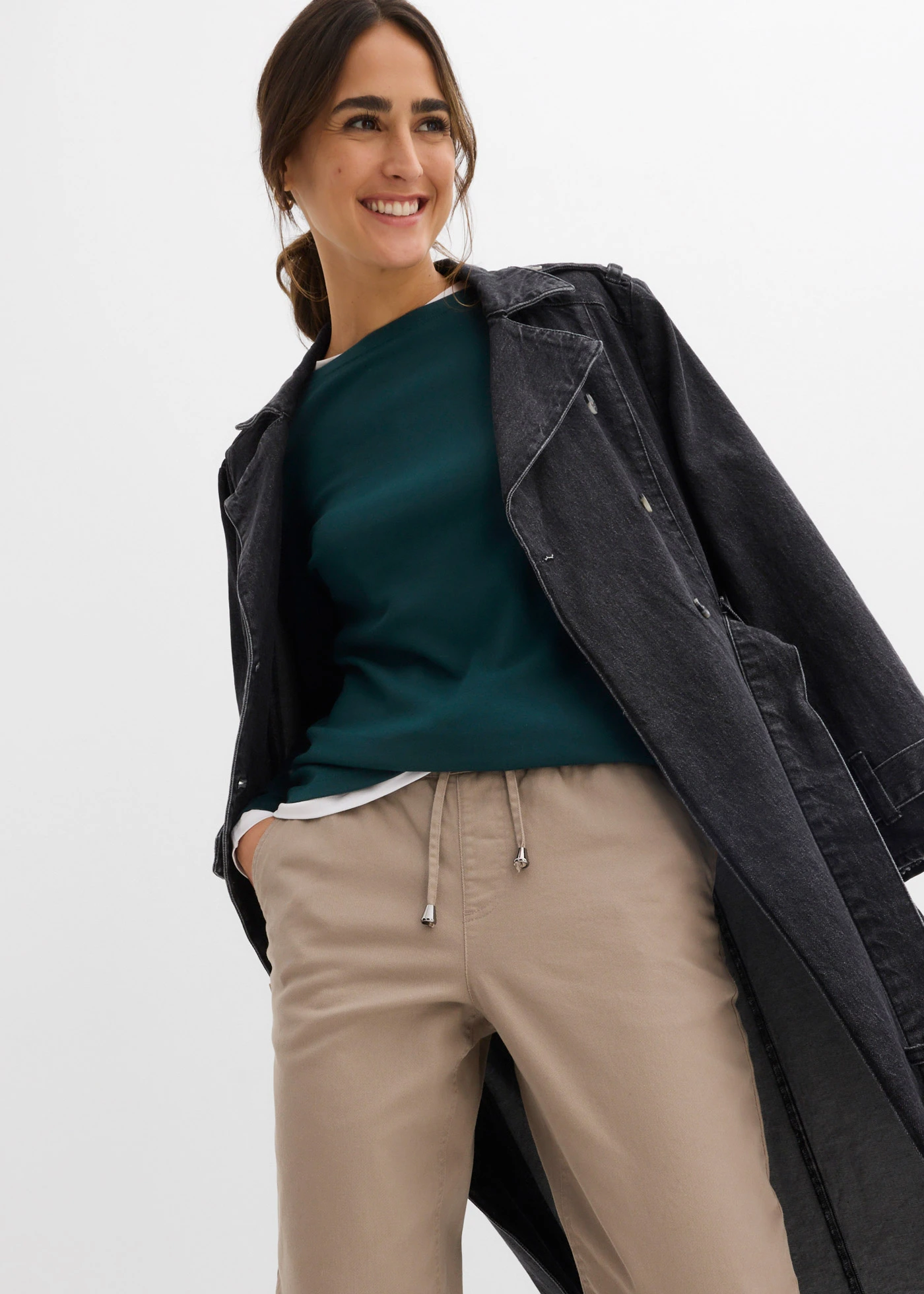 Pantaloni din twill • gri-bej • magazin bonprix