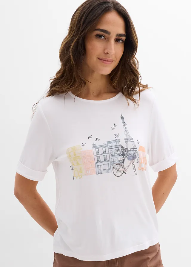 T-shirt, Couleur: blanc imprimé