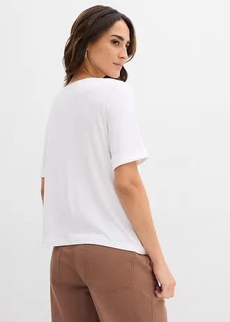 T-shirt van een viscosemix • wit met print • bonprix online shop