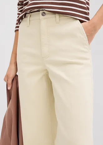 Pantaloni din twill High Waist • bej nisipiu mat • magazin bonprix